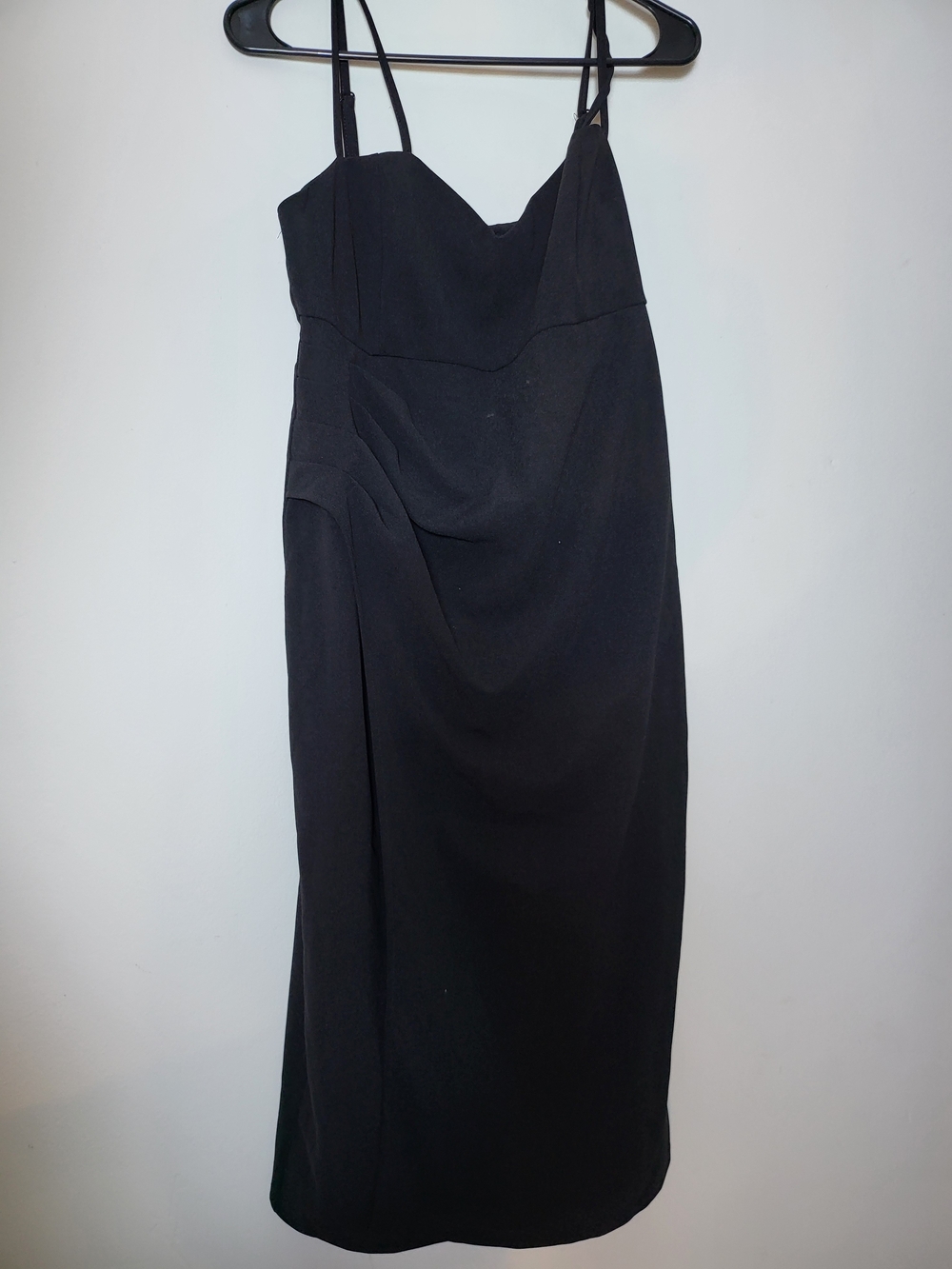 Classic Black Spaghetti-Strap Midi Dress